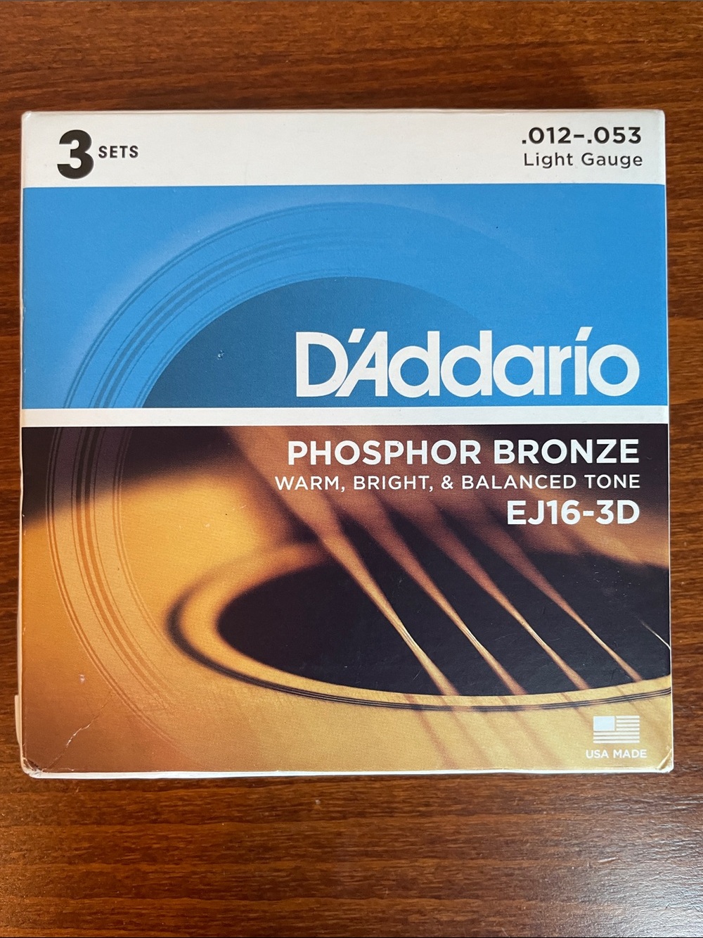 Phosphor Bronze EJ16-3D Acoustic Guitar Strings - Brown/Blue